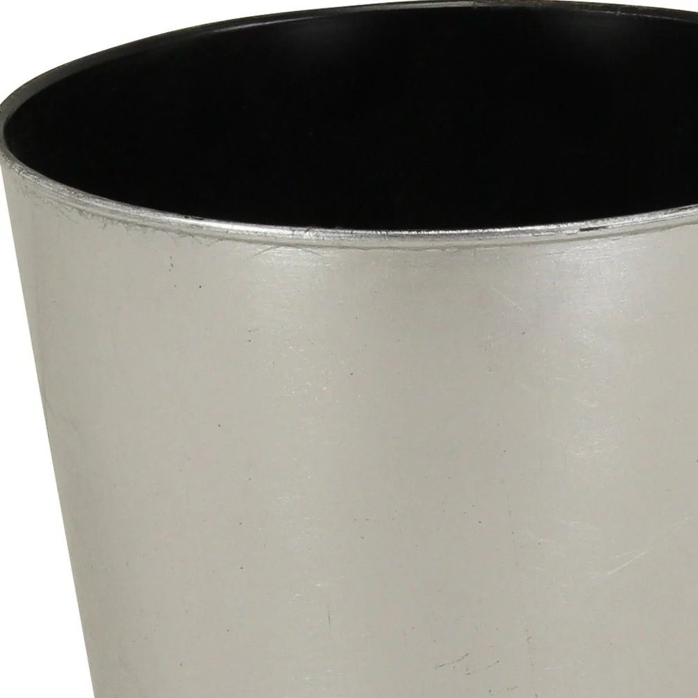 9" Silver Recycled Plastic Indoor Outdoor Round Nursery Pot - Image 3