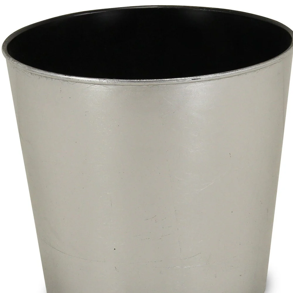 9" Silver Recycled Plastic Indoor Outdoor Round Nursery Pot - Image 4