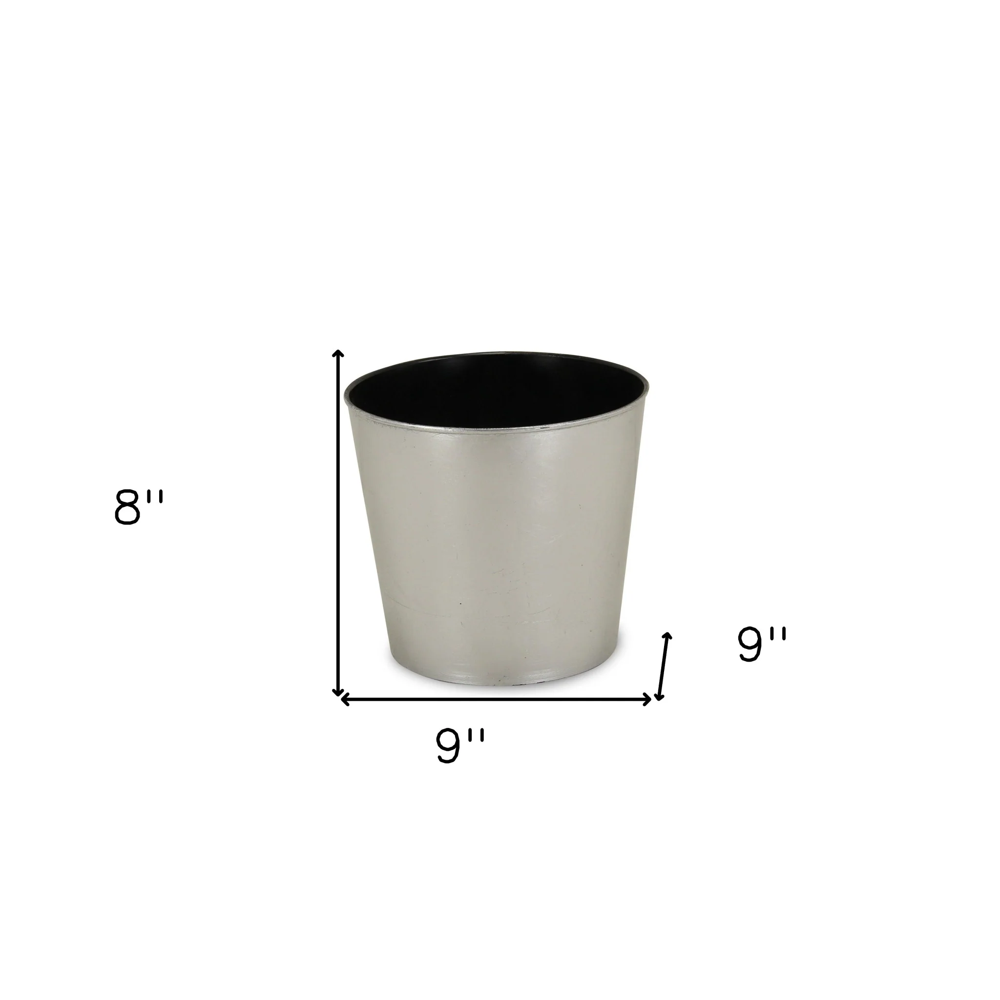 9" Silver Recycled Plastic Indoor Outdoor Round Nursery Pot - Image 5