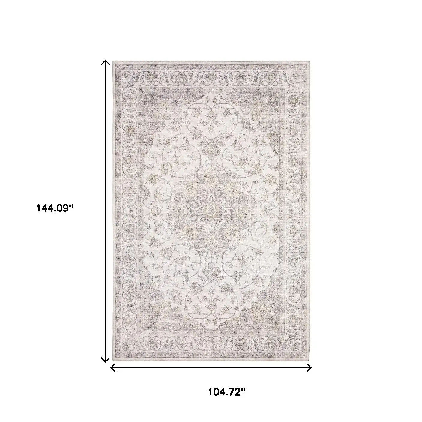 9' X 12' Beige Gold And Grey Oriental Power Loom Stain Resistant Area Rug - Image 3