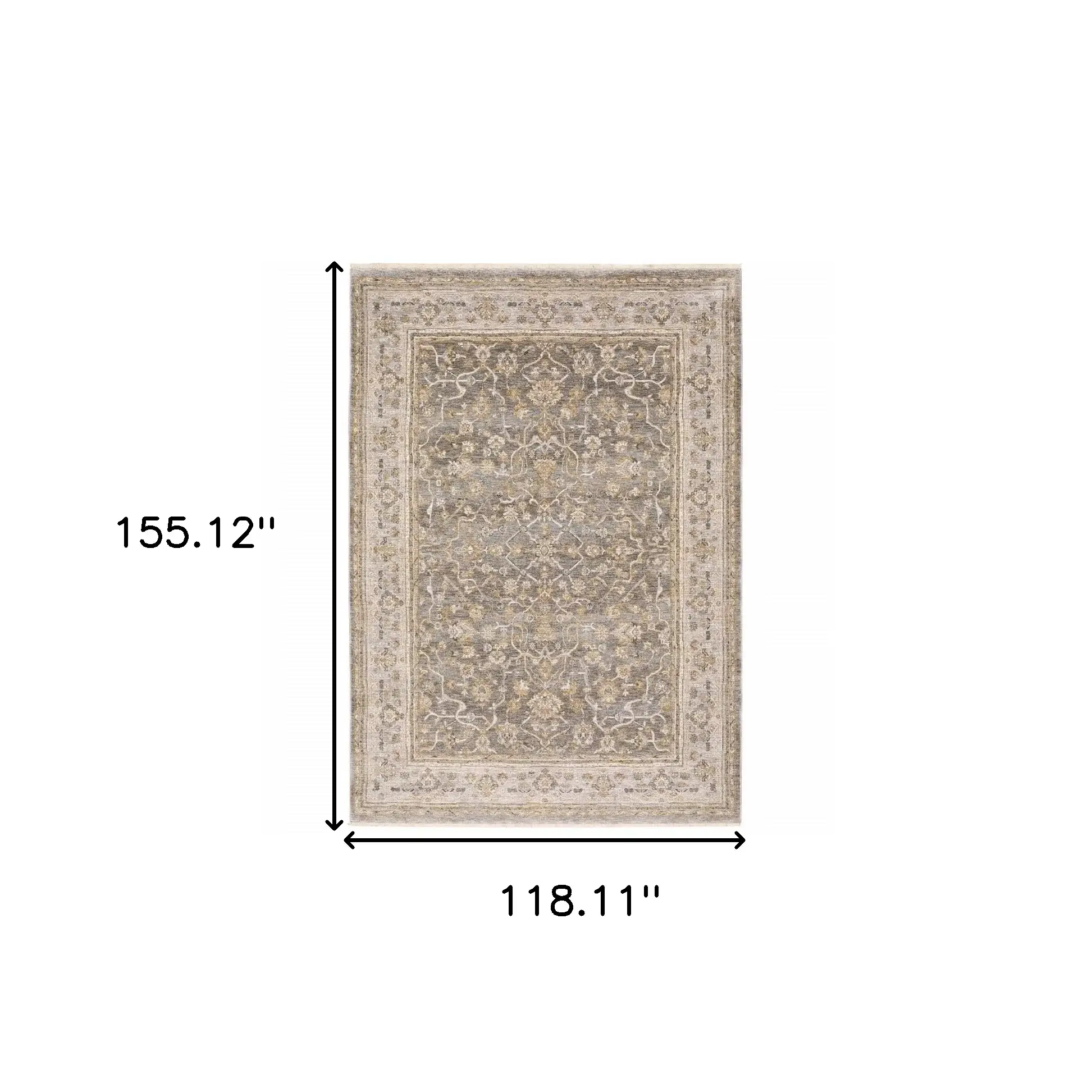 9' X 12' Beige Grey Machine Woven Oriental Indoor Arean Rug - Image 2