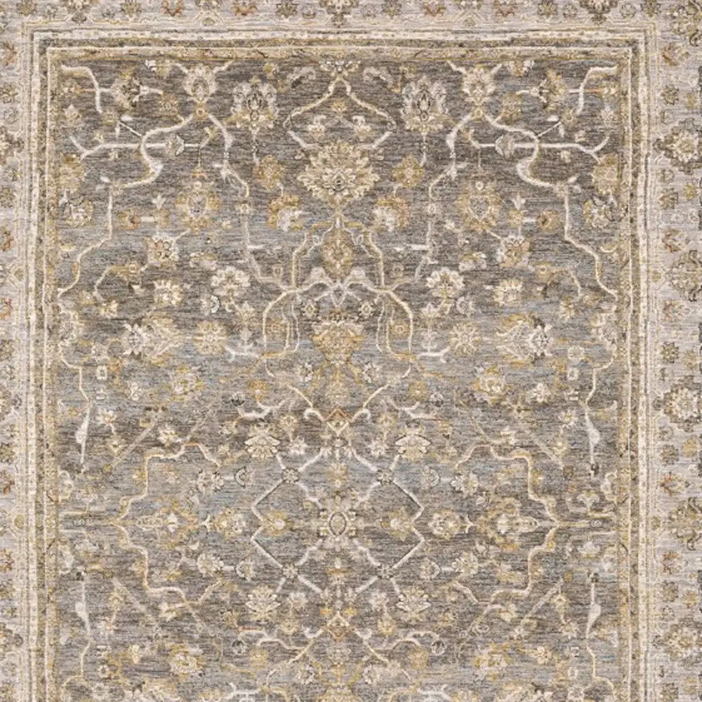 9' X 12' Beige Grey Machine Woven Oriental Indoor Arean Rug - Image 4
