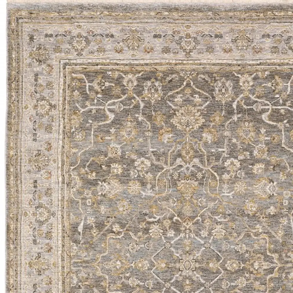 9' X 12' Beige Grey Machine Woven Oriental Indoor Arean Rug - Image 5
