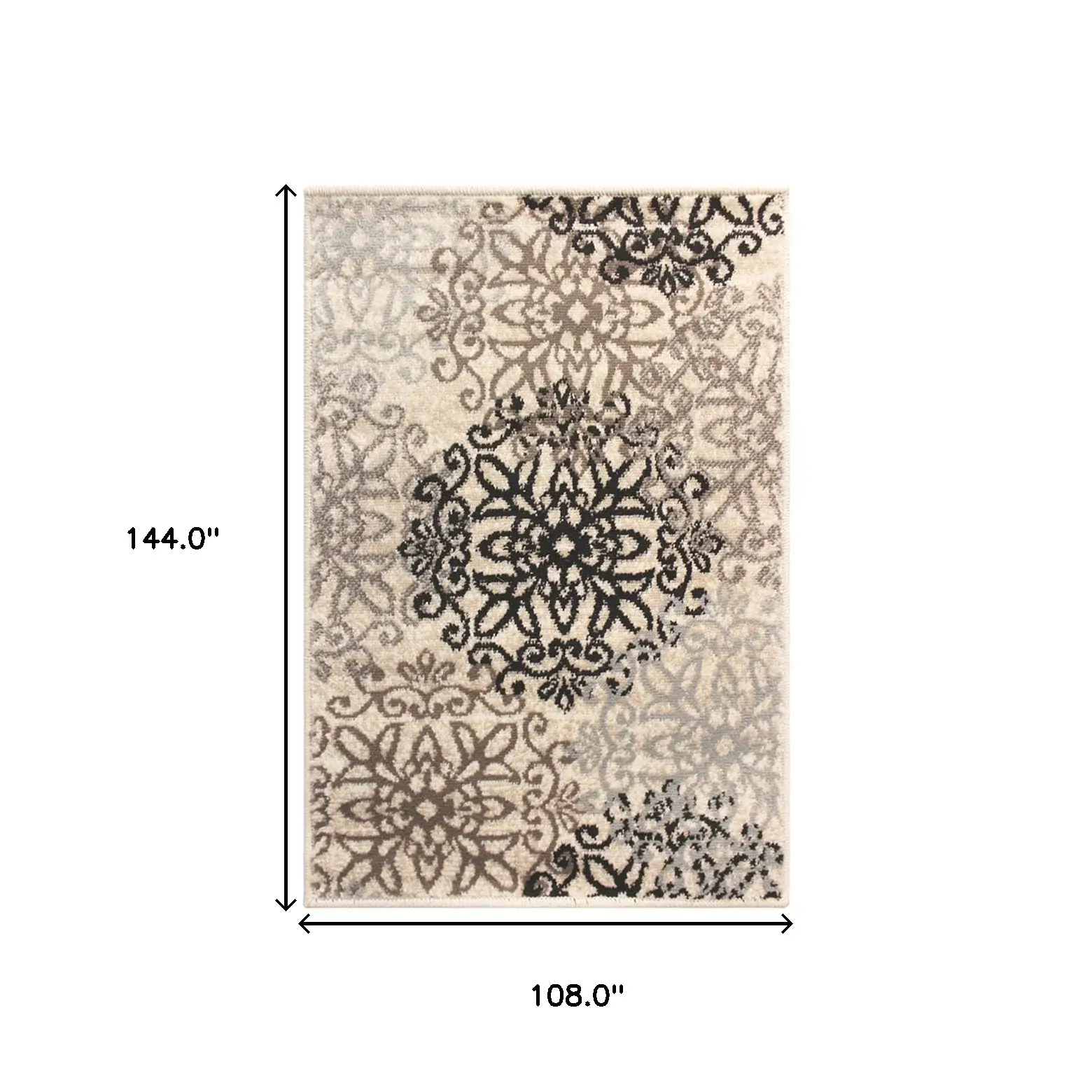 9' X 12' Beige Medallion Power Loom Stain Resistant Area Rug - Image 7