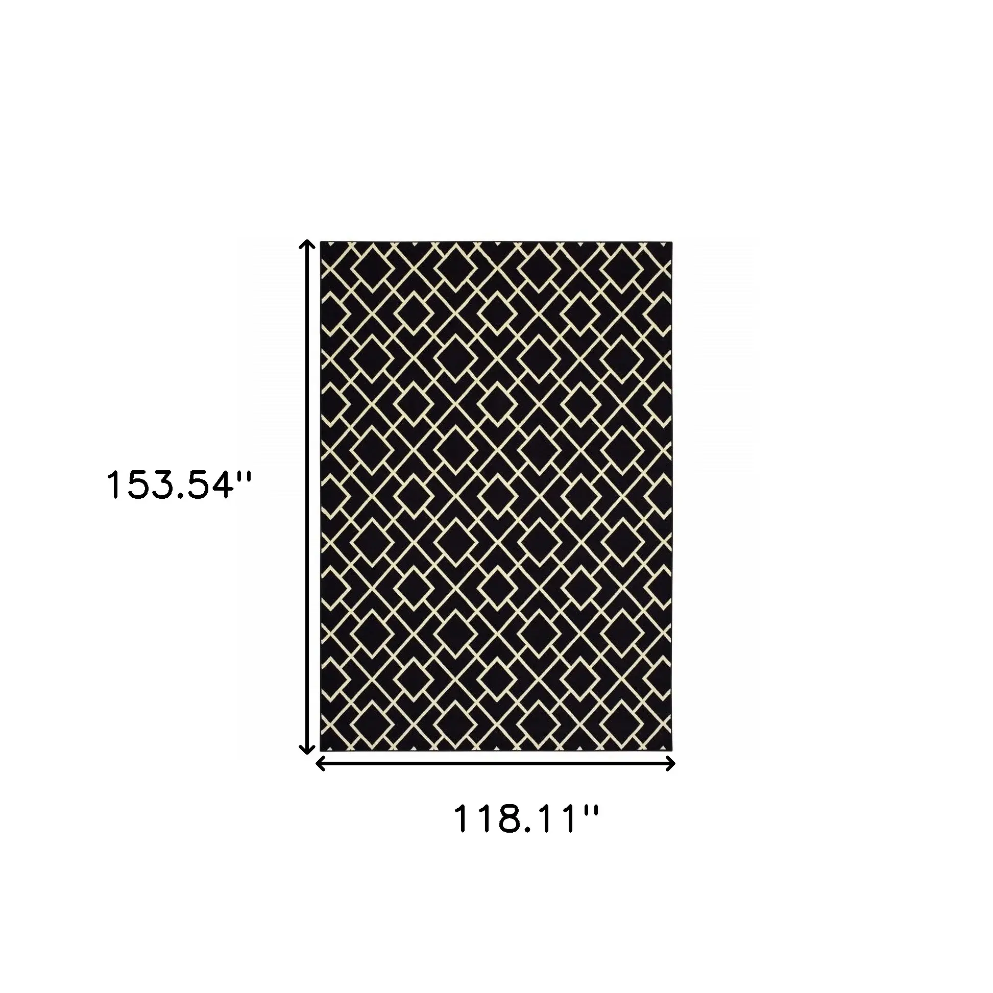 9' X 12' Black Ivory Machine Woven Geometric Diamonds Indoor Area Rug - Image 6