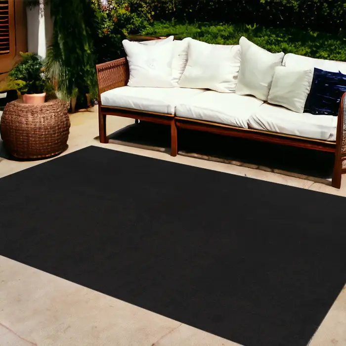 9' X 12' Black Stain Resistant Indoor Outdoor Area Rug - Image 2