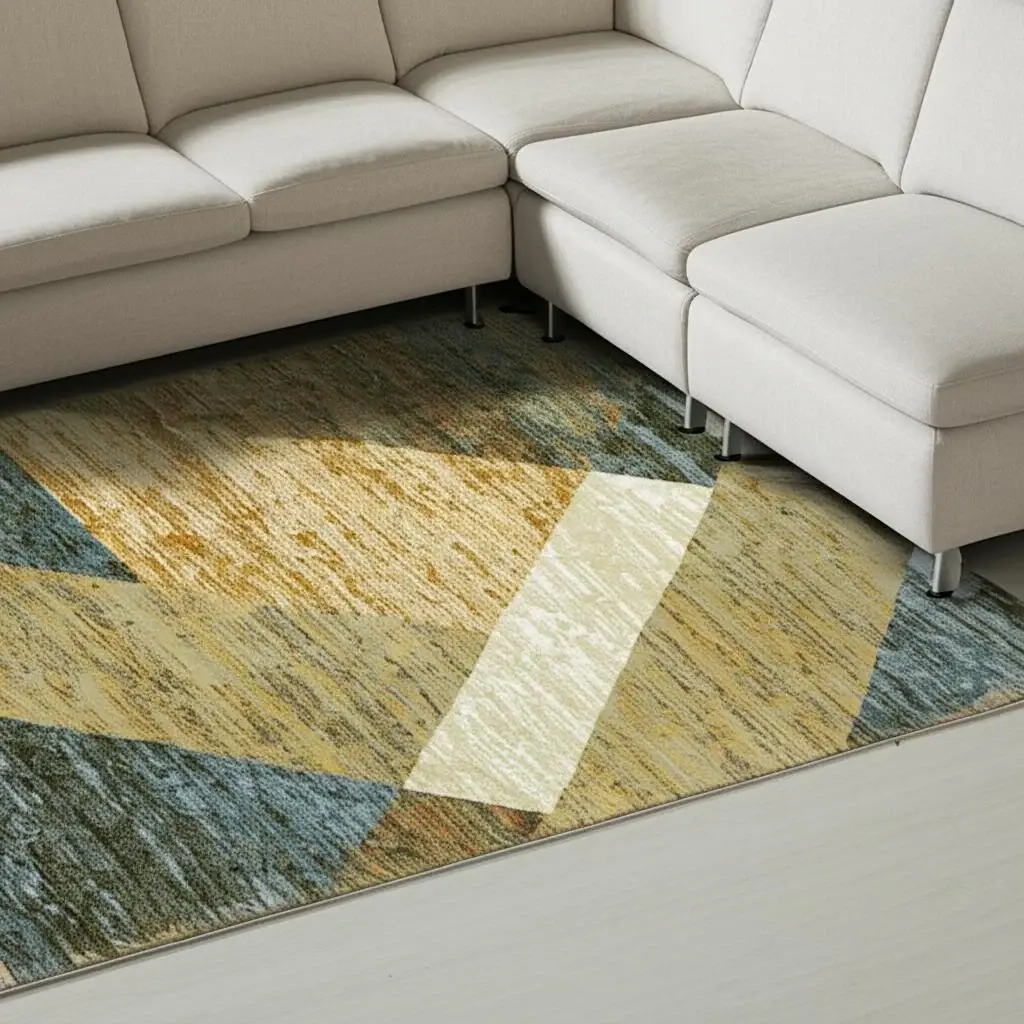 9' X 12' Blue and Beige Geometric Power Loom Area Rug