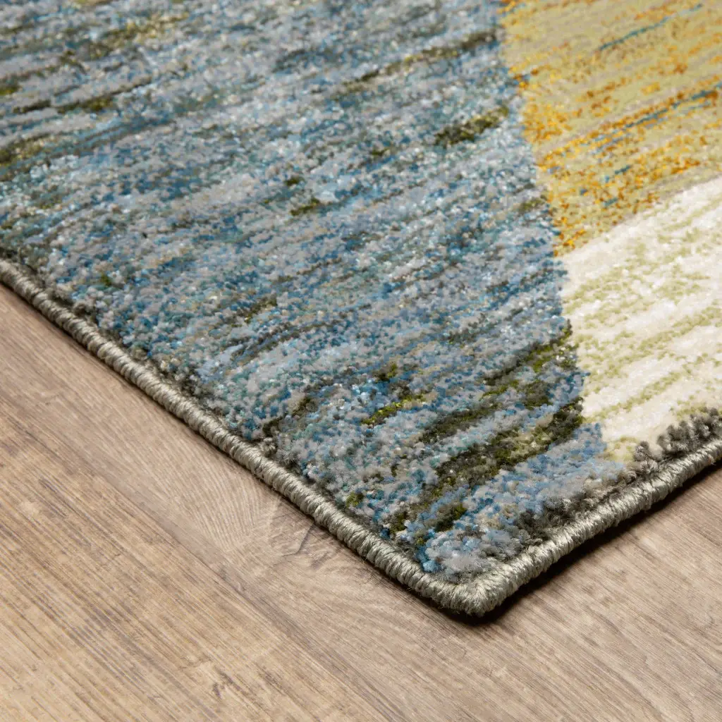9' X 12' Blue and Beige Geometric Power Loom Area Rug - Image 4