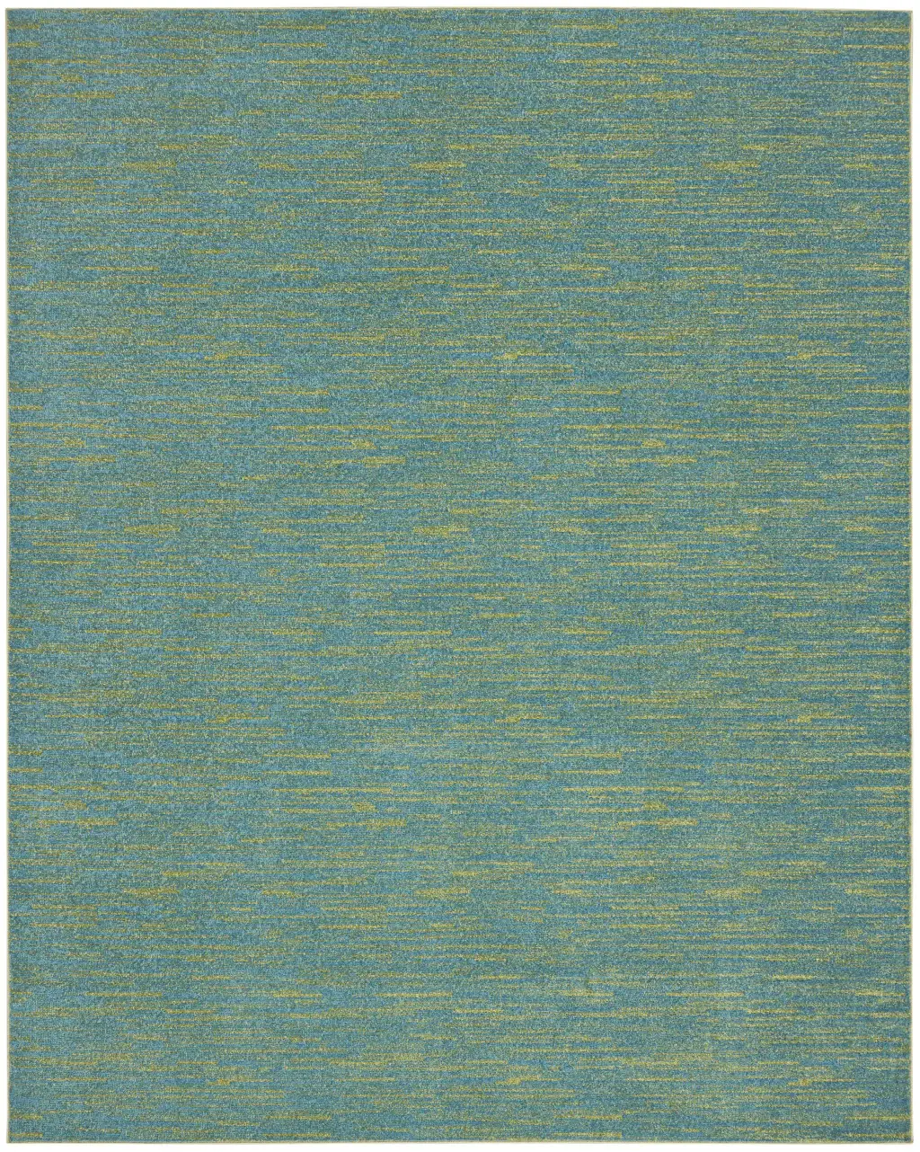 9' X 12' Blue And Green Striped Non Skid Indoor Outdoor Area Rug - Image 2