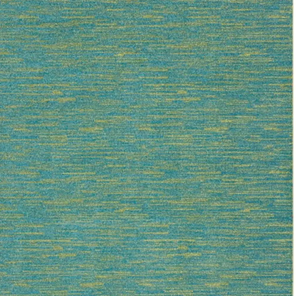 9' X 12' Blue And Green Striped Non Skid Indoor Outdoor Area Rug - Image 3