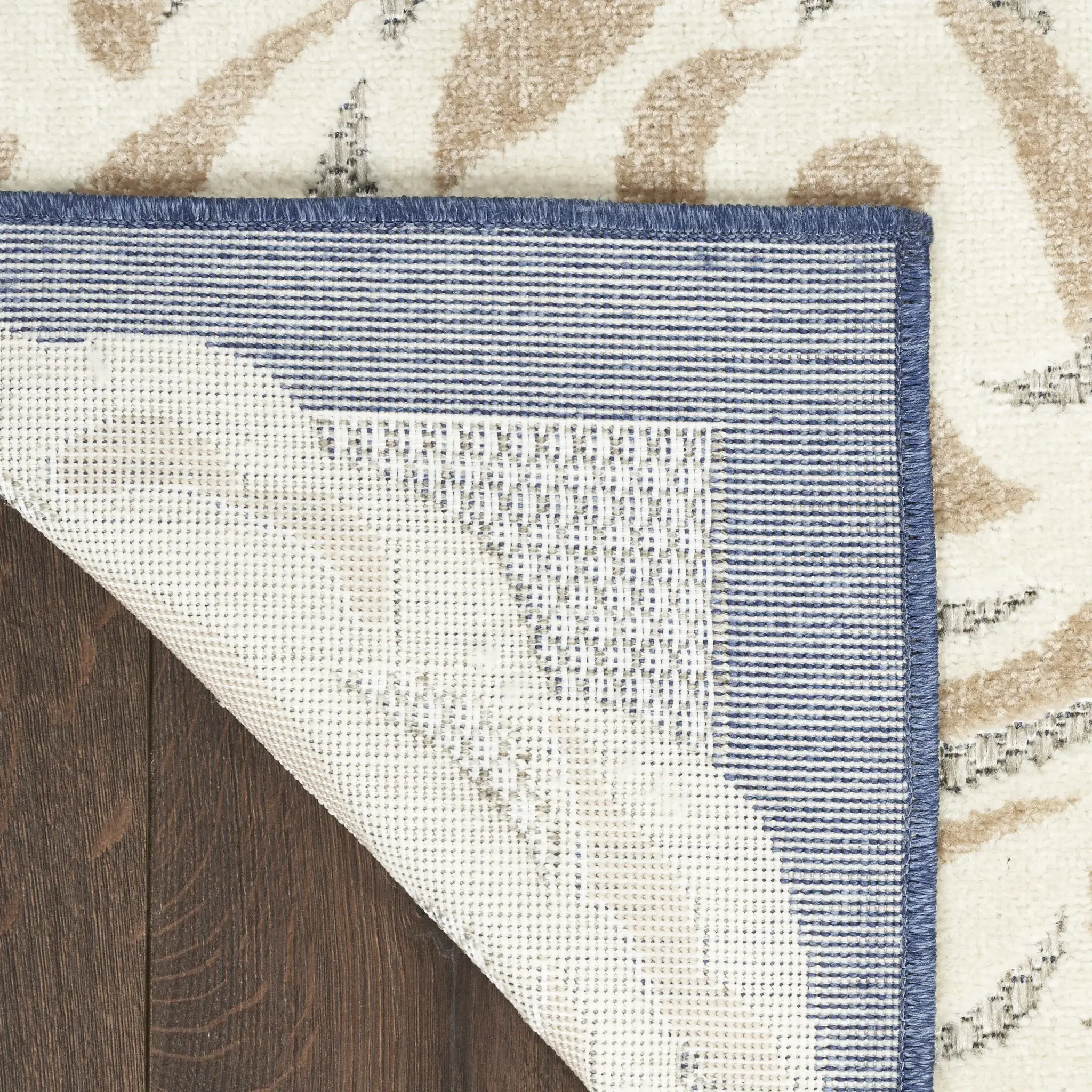9' X 12' Blue And Grey Floral Stain Resistant Non Skid Area Rug - Image 4