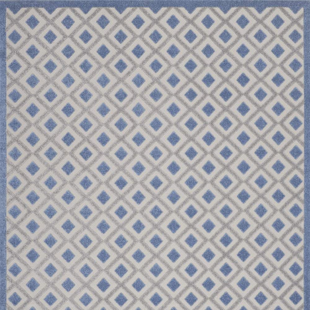 9' X 12' Blue And Grey Gingham Non Skid Indoor Outdoor Area Rug - Image 2