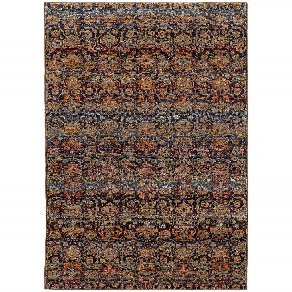 9' X 12' Blue and Ivory Abstract Power Loom Area Rug - Image 2