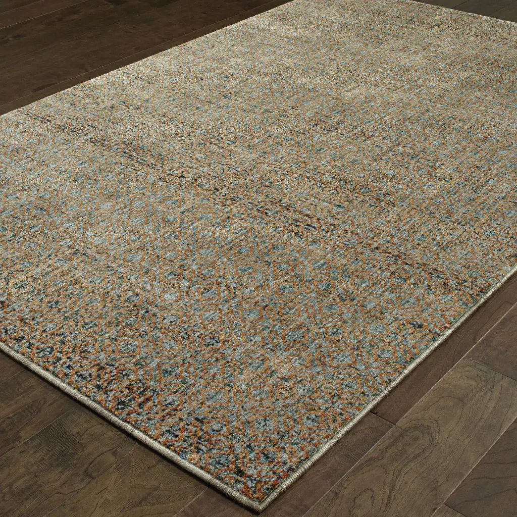 9' X 12' Blue and Silver Geometric Power Loom Area Rug - Image 5