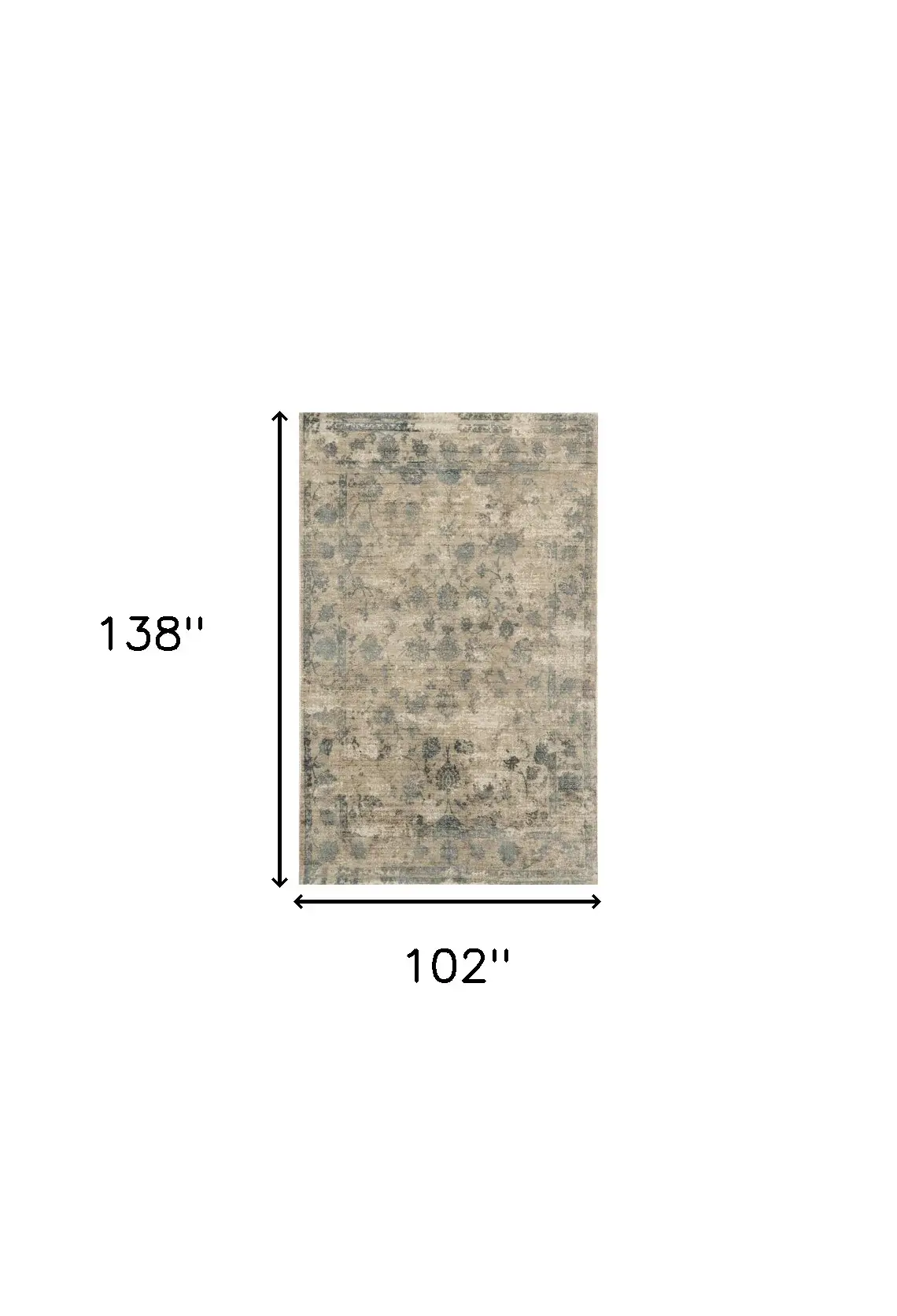 9' X 12' Blue Floral Vines Hand Loomed Distressed Area Rug - Image 3