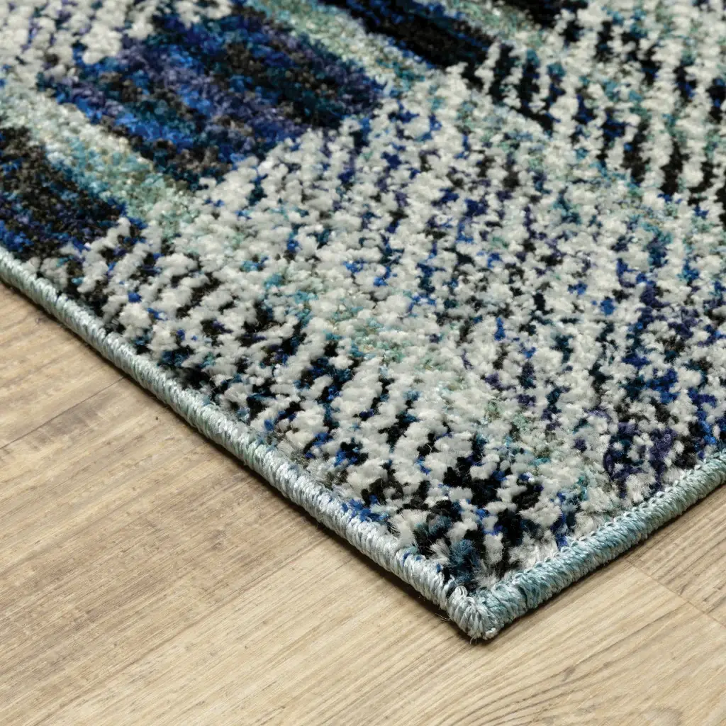 9' X 12' Blue Geometric Power Loom Area Rug - Image 4