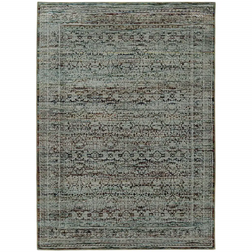 9' X 12' Blue Green Oriental Power Loom Area Rug - Image 2