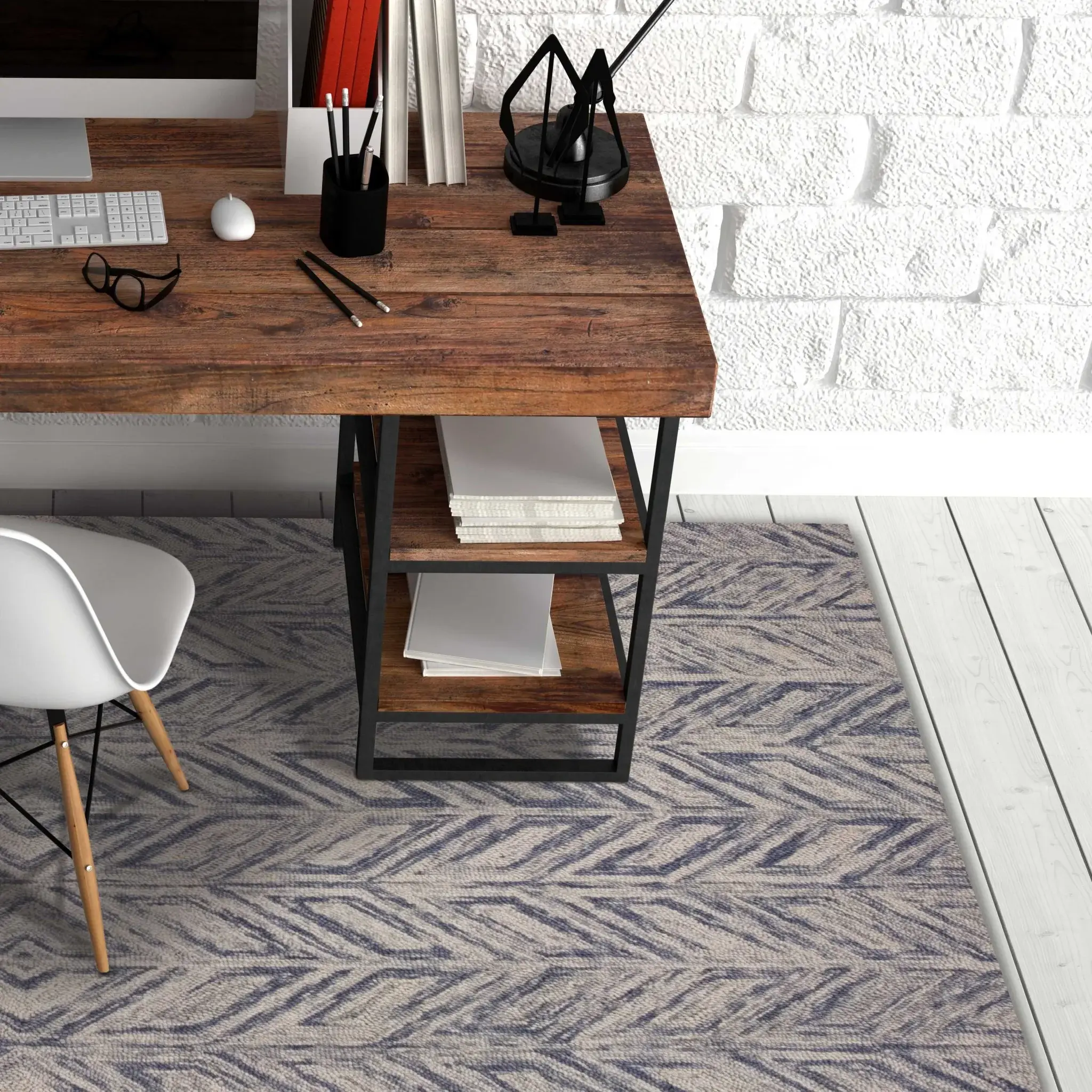 9' X 12' Blue Wool Hand Tufted Area Rug - Image 8
