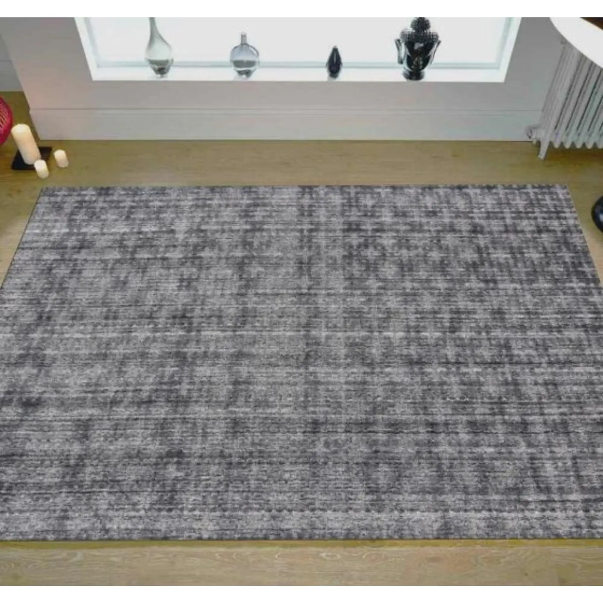 9' X 12' Dark Gery And Silver Ombre Hand Loomed Area Rug - Image 3