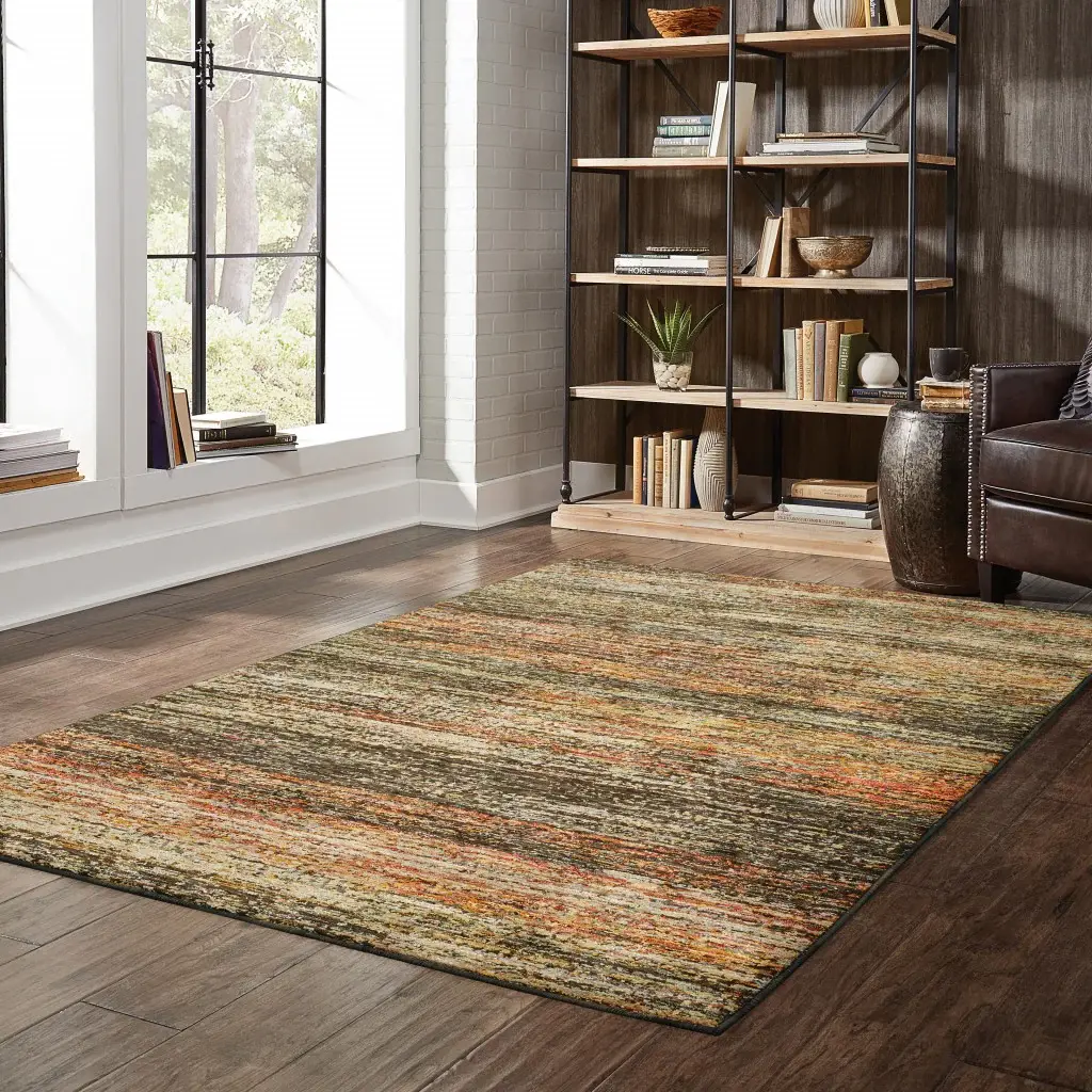 9' X 12' Gold And Slate Abstract Area Rug - Image 7