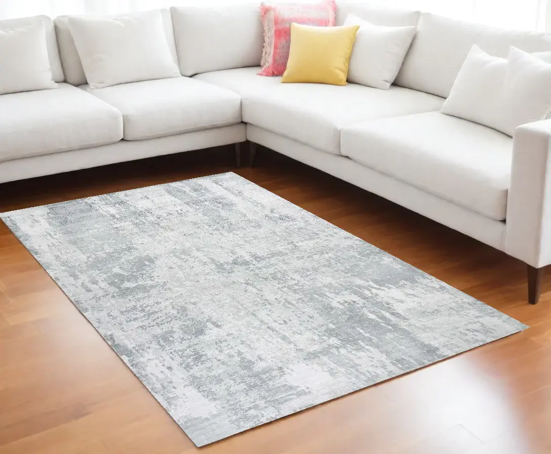 9' X 12' Gray Abstract Hand Loomed Area Rug