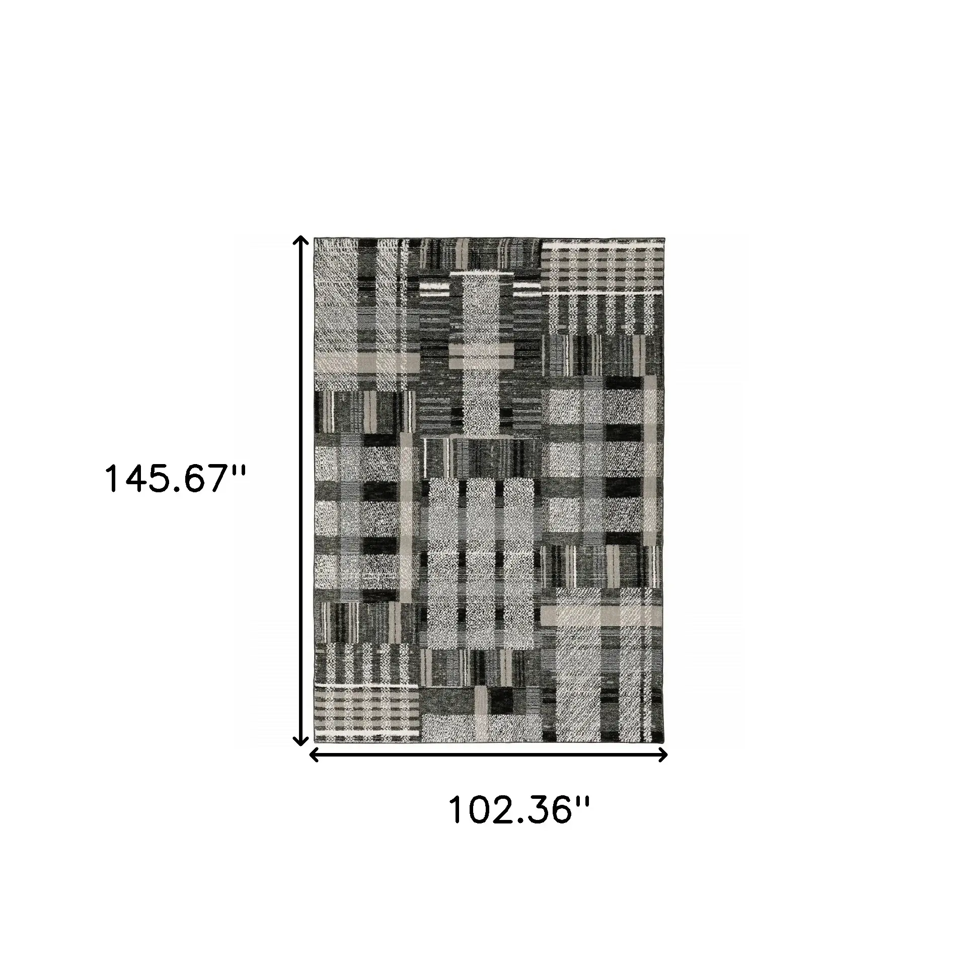9' X 12' Gray and Black Geometric Power Loom Area Rug - Image 3