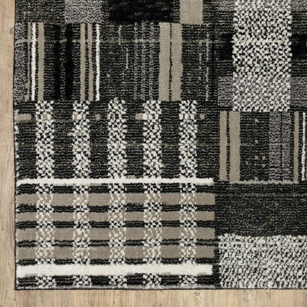 9' X 12' Gray and Black Geometric Power Loom Area Rug - Image 4