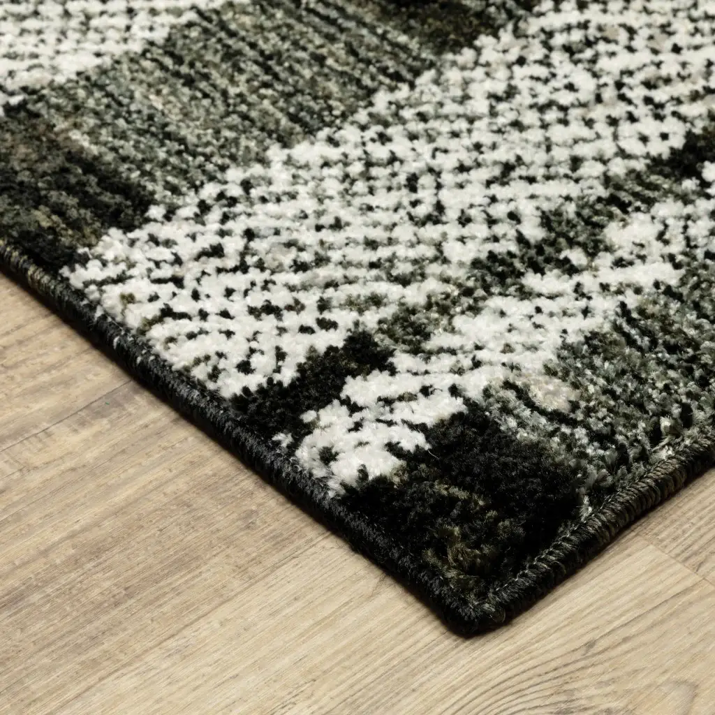 9' X 12' Gray and Black Geometric Power Loom Area Rug - Image 5