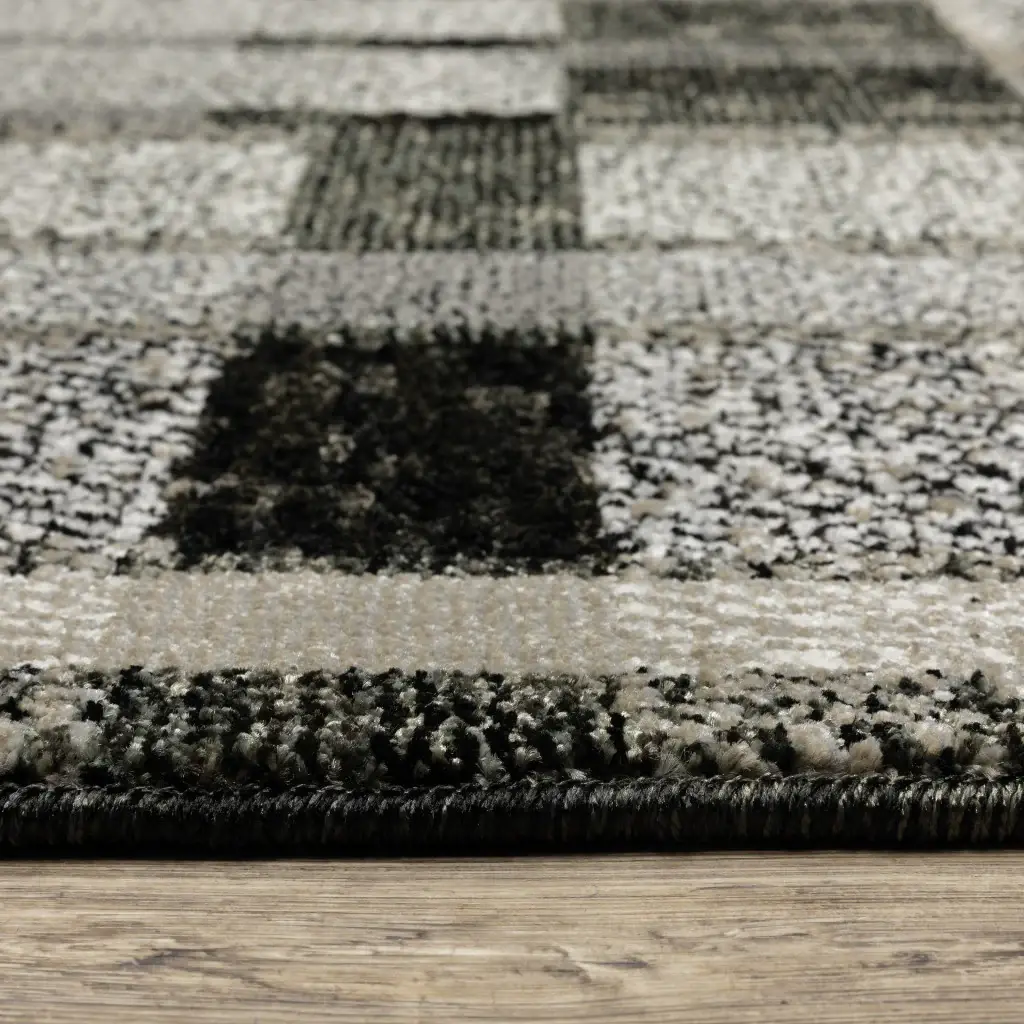 9' X 12' Gray and Black Geometric Power Loom Area Rug - Image 6