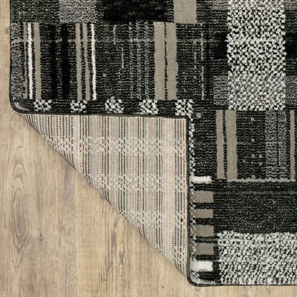 9' X 12' Gray and Black Geometric Power Loom Area Rug - Image 8