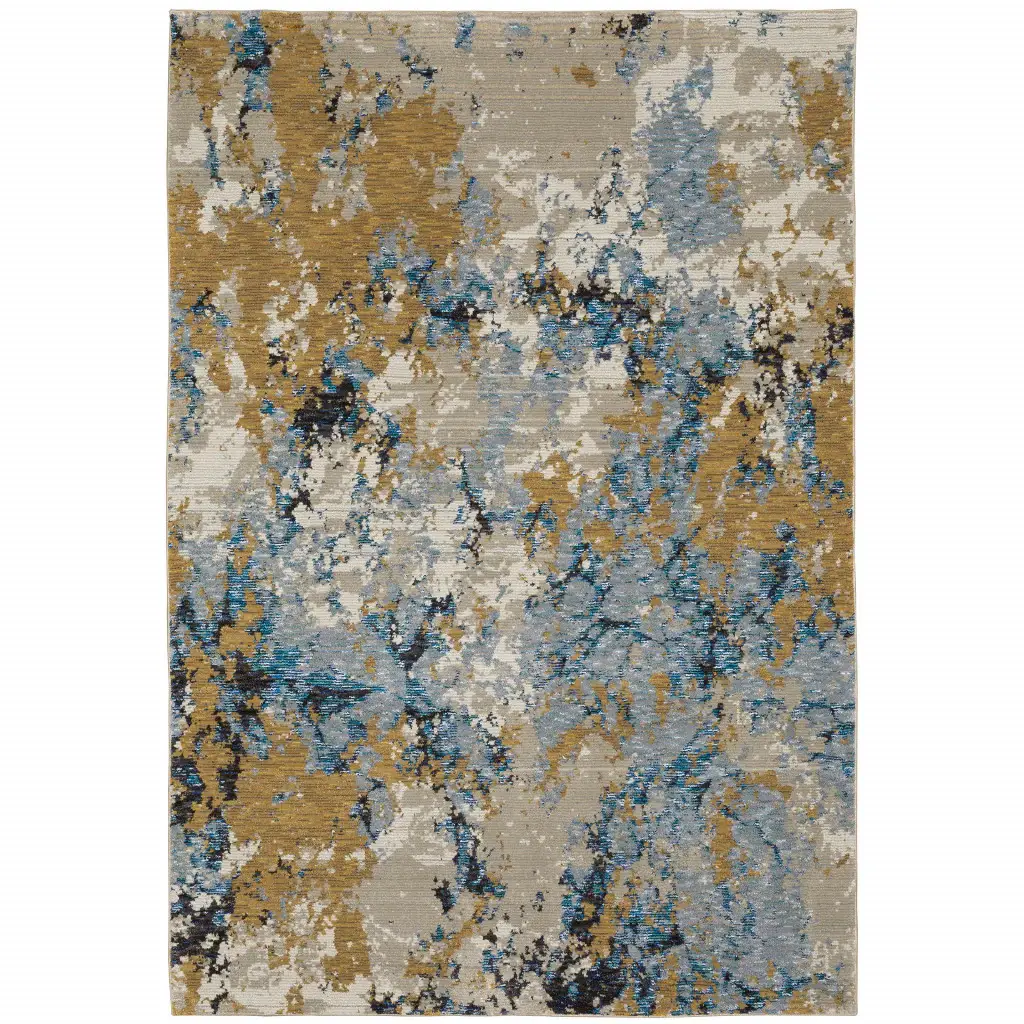 9' X 12' Gray and Ivory Abstract Power Loom Area Rug - Image 2