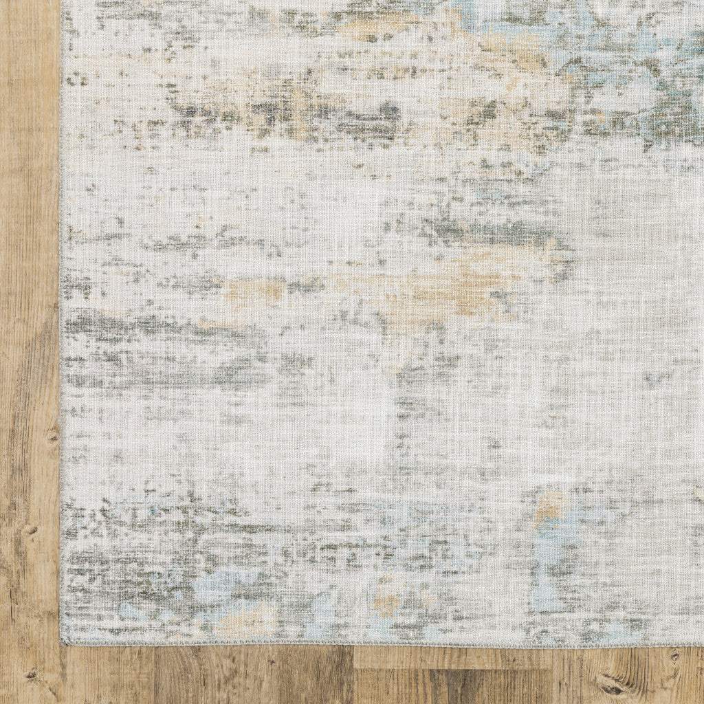 9' X 12' Gray And Ivory Abstract Power Loom Stain Resistant Area Rug - Image 4