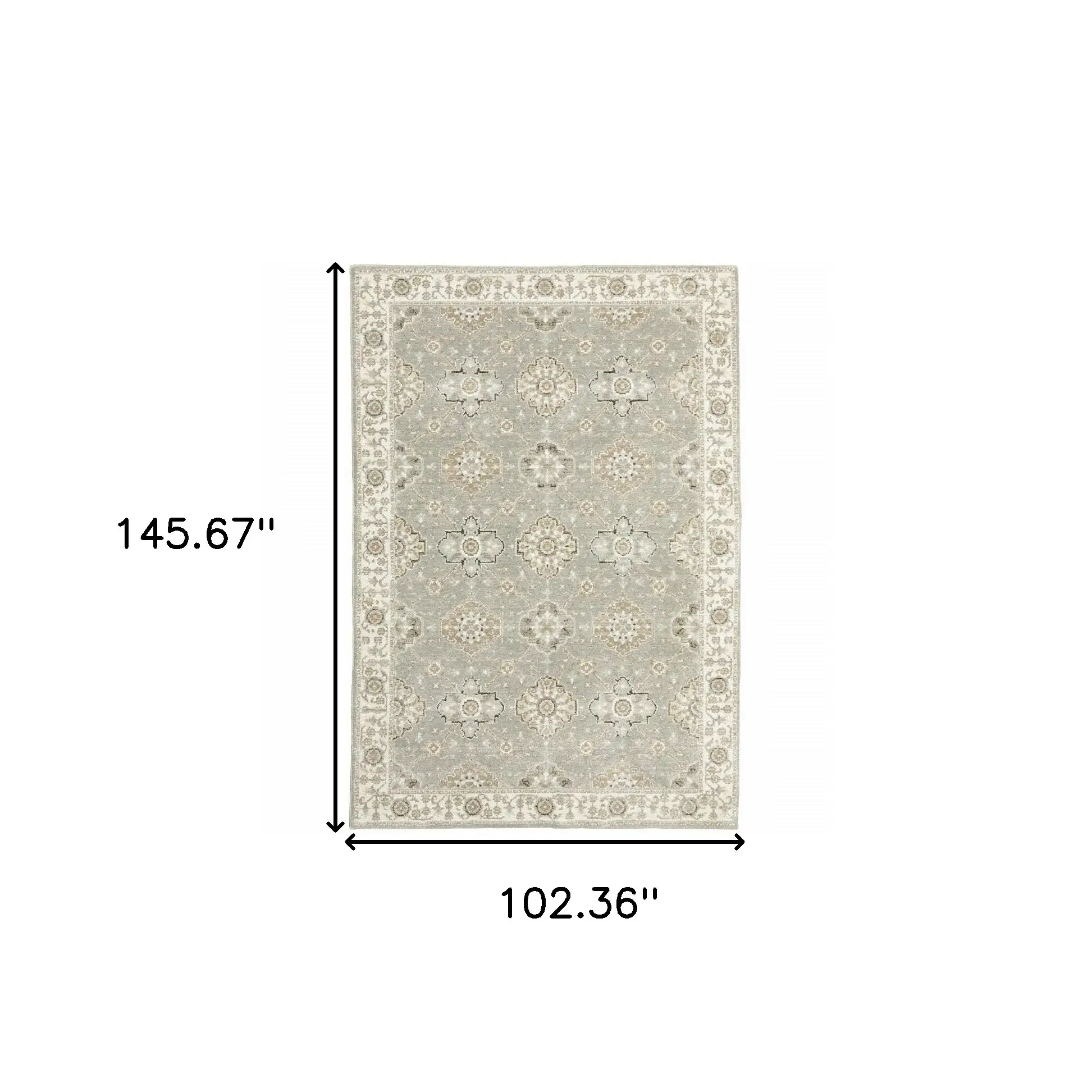 9' X 12' Gray and Ivory Oriental Power Loom Area Rug - Image 3