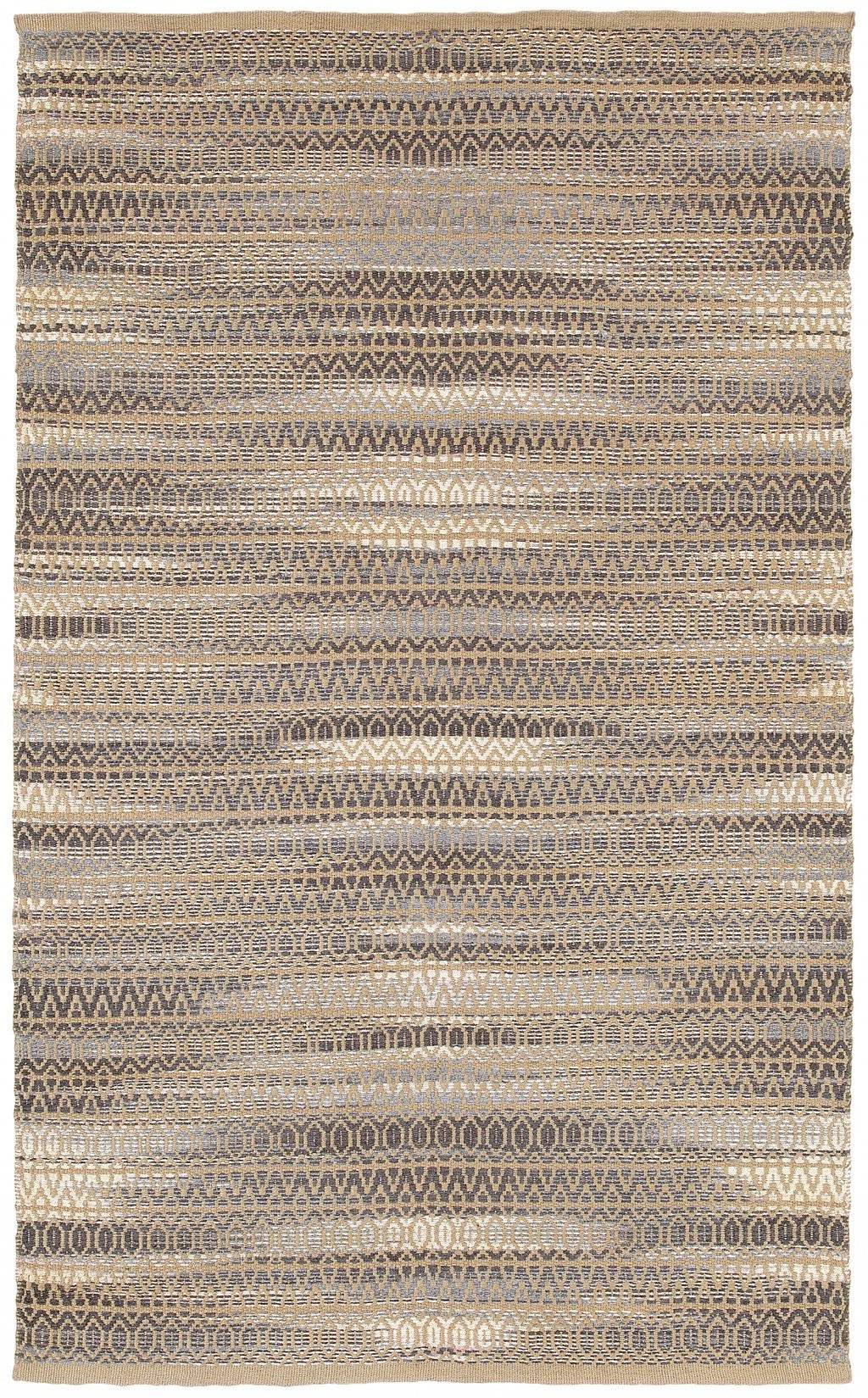 9' X 12' Gray and Tan Striated Runner Rug - Image 2