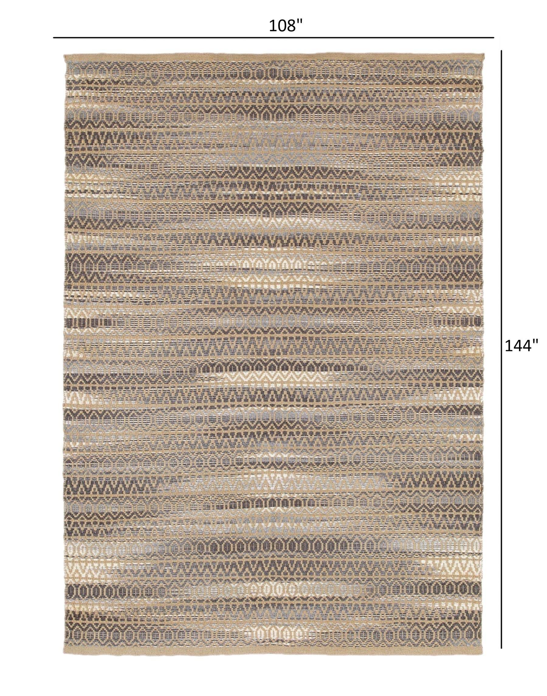 9' X 12' Gray and Tan Striated Runner Rug - Image 8