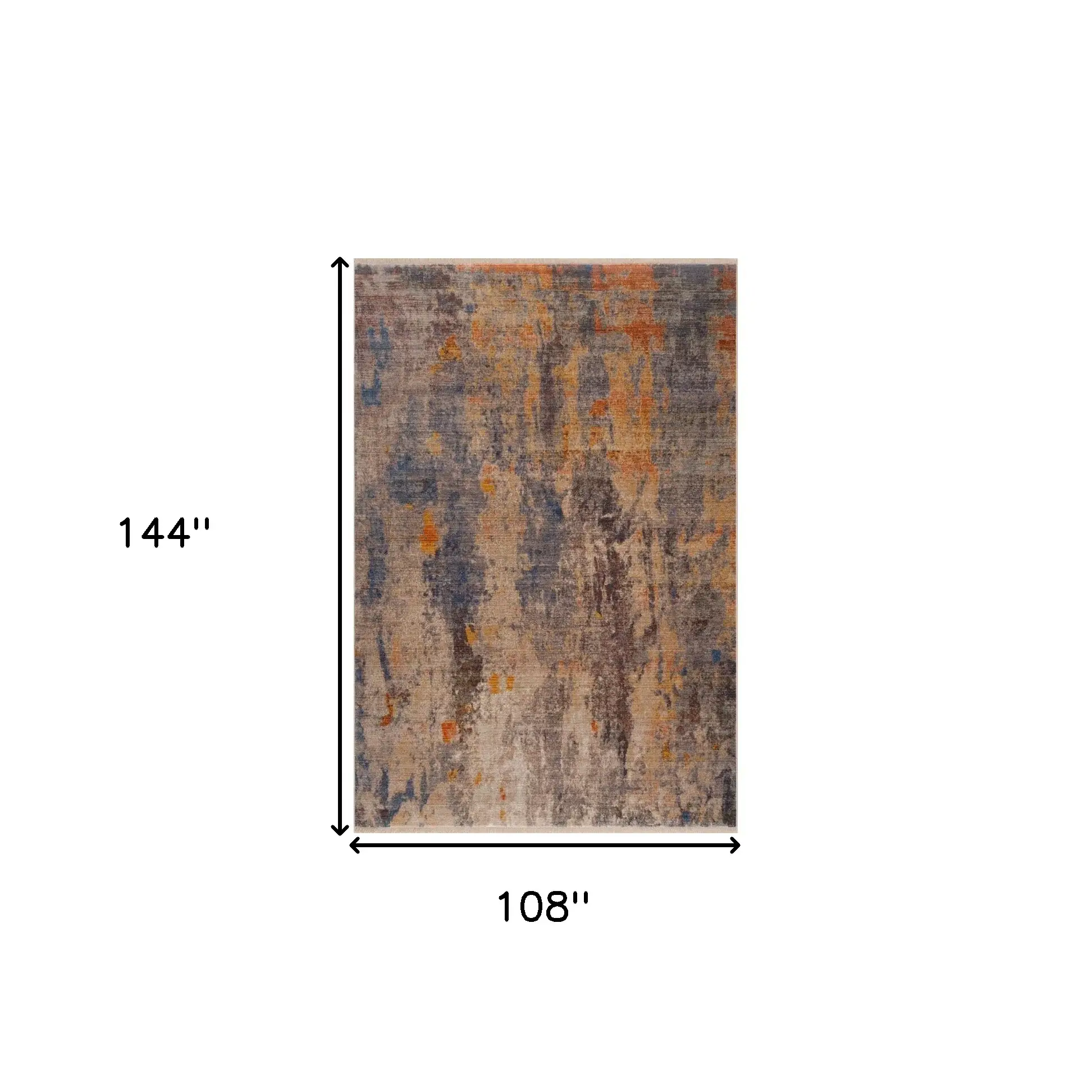 9' X 12' Gray Beige Blue And Yellow Abstract Power Loom Distressed Stain Resistant Area Rug - Image 7