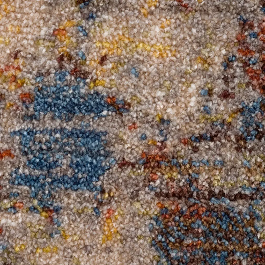 9' X 12' Gray Beige Blue And Yellow Abstract Power Loom Distressed Stain Resistant Area Rug - Image 8
