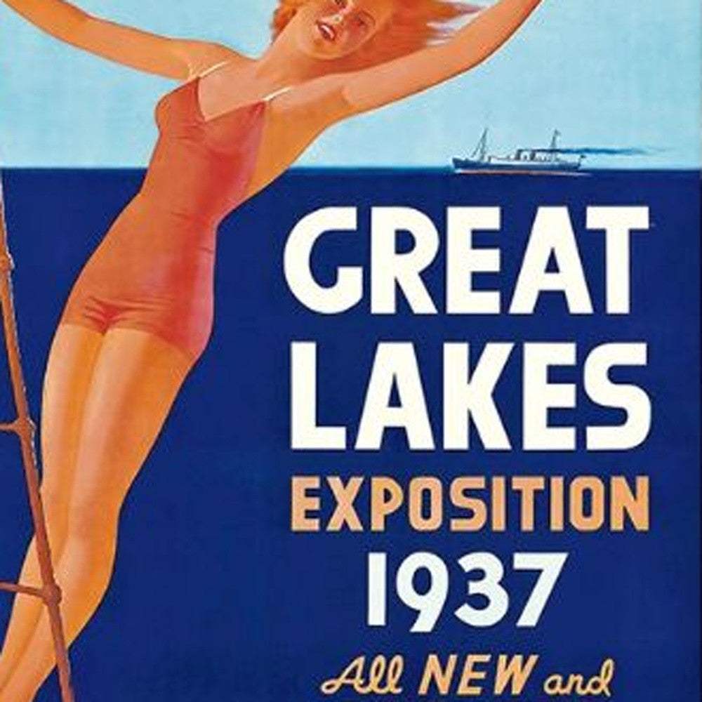 9" X 12" Great Lakes 1937 Vintage Travel Poster Wall Art - Image 3