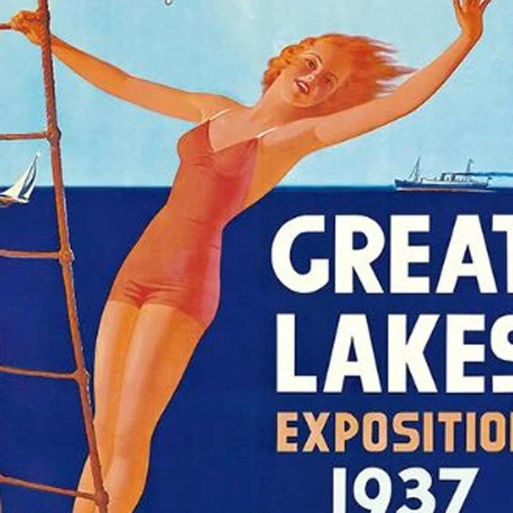 9" X 12" Great Lakes 1937 Vintage Travel Poster Wall Art - Image 4