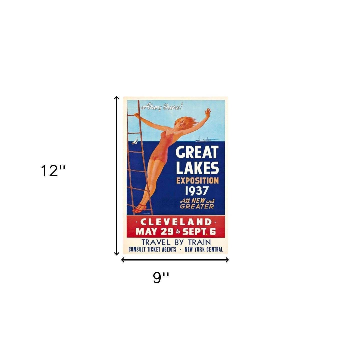 9" X 12" Great Lakes 1937 Vintage Travel Poster Wall Art - Image 5