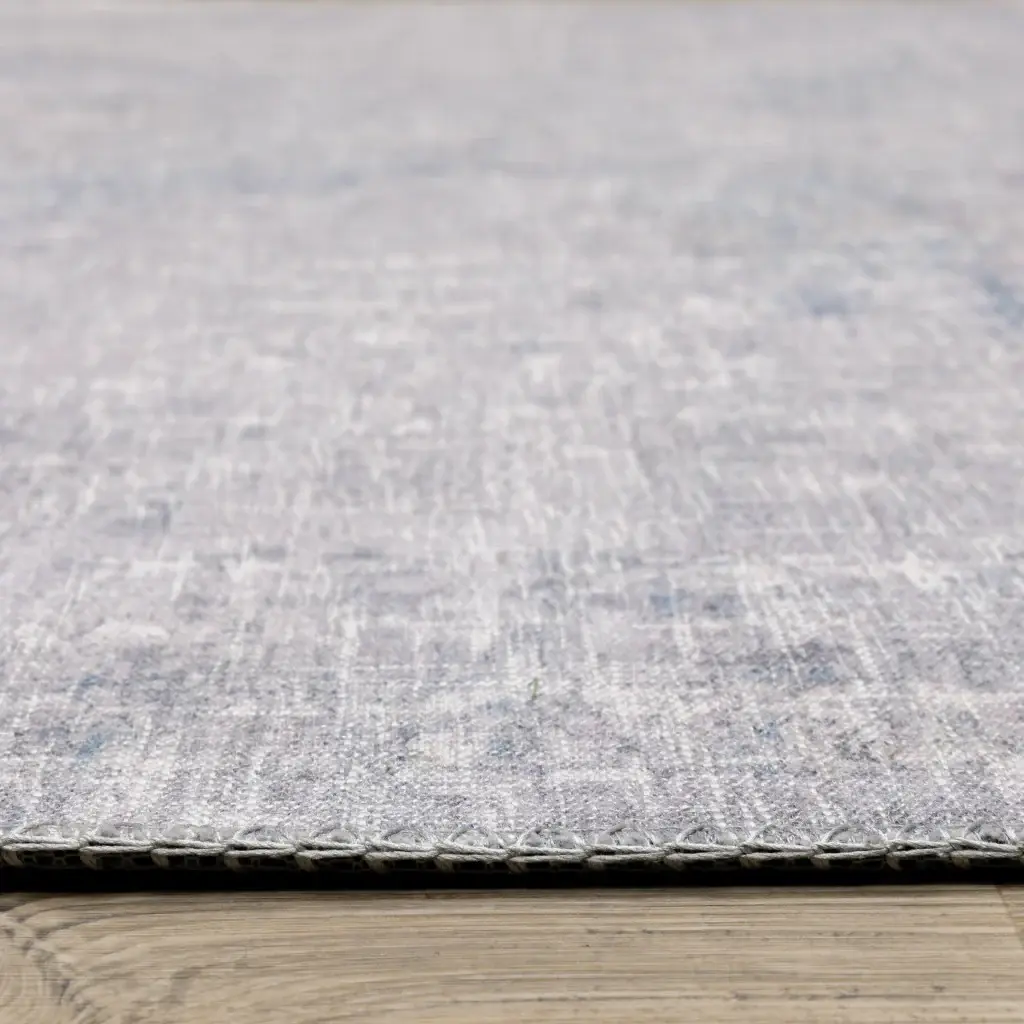 9' X 12' Grey And Blue Abstract Power Loom Stain Resistant Area Rug - Image 3