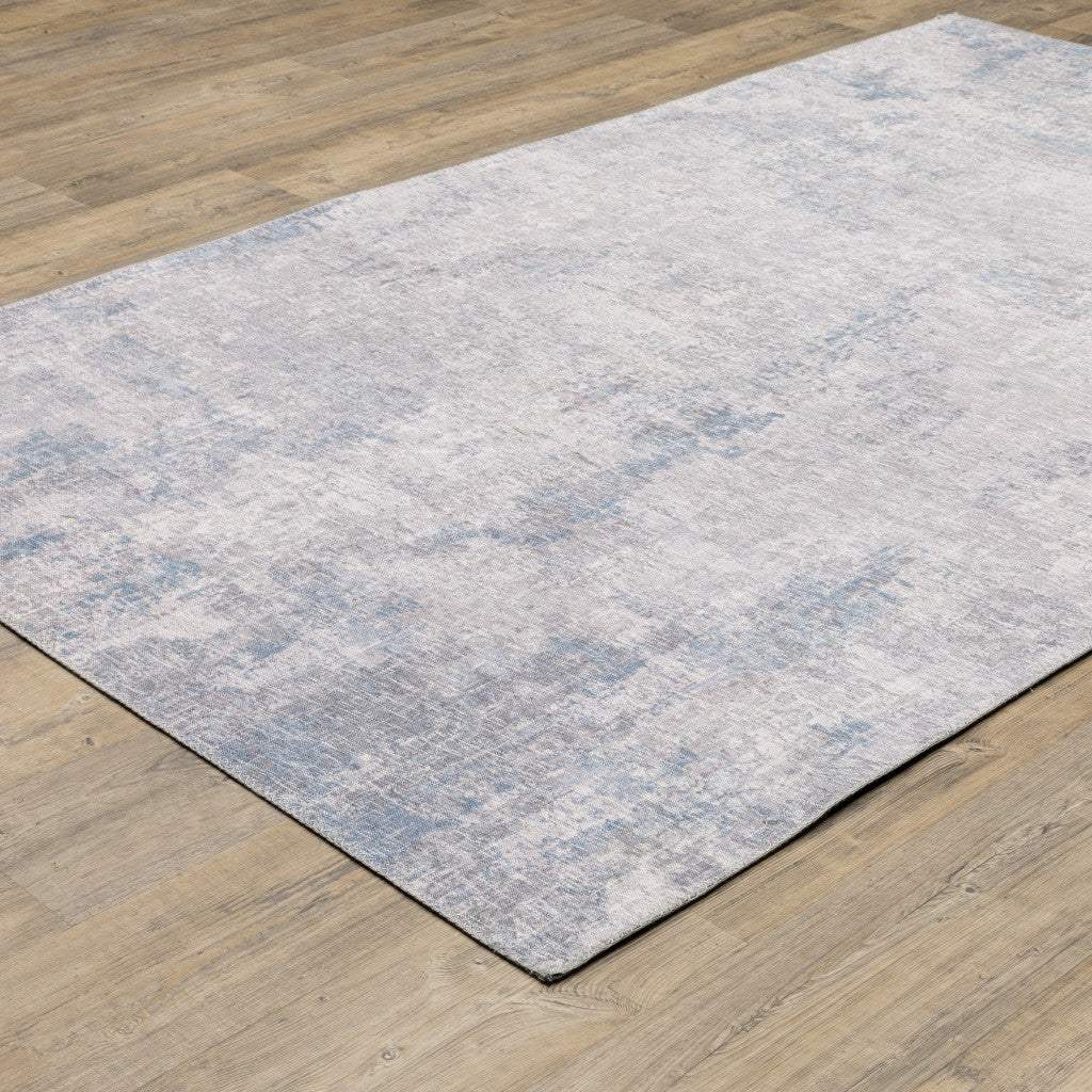9' X 12' Grey And Blue Abstract Power Loom Stain Resistant Area Rug - Image 4