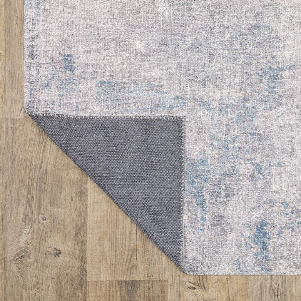9' X 12' Grey And Blue Abstract Power Loom Stain Resistant Area Rug - Image 6