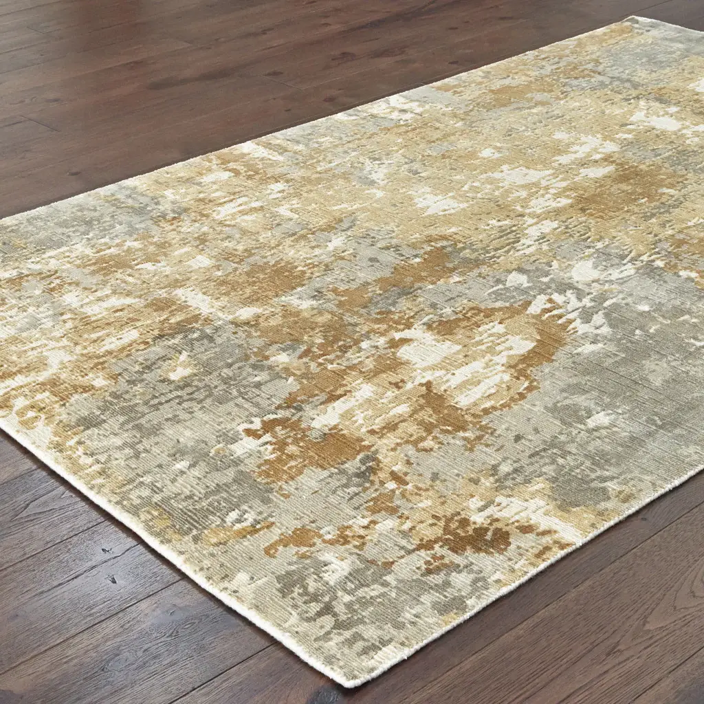 9' X 12' Grey And Brown Abstract Hand Loomed Stain Resistant Area Rug - Image 3