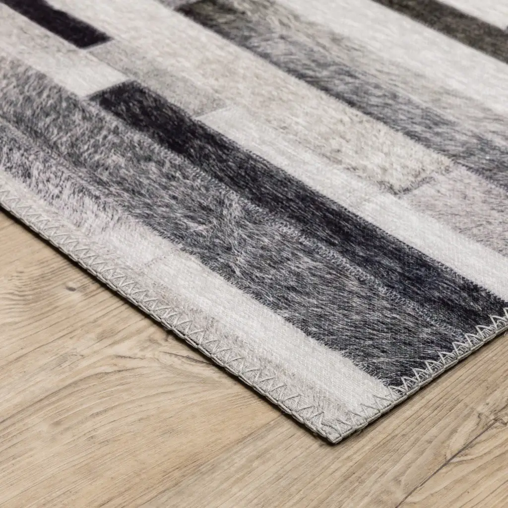 9' X 12' Grey Charcoal And Beige Geometric Power Loom Stain Resistant Area Rug - Image 3