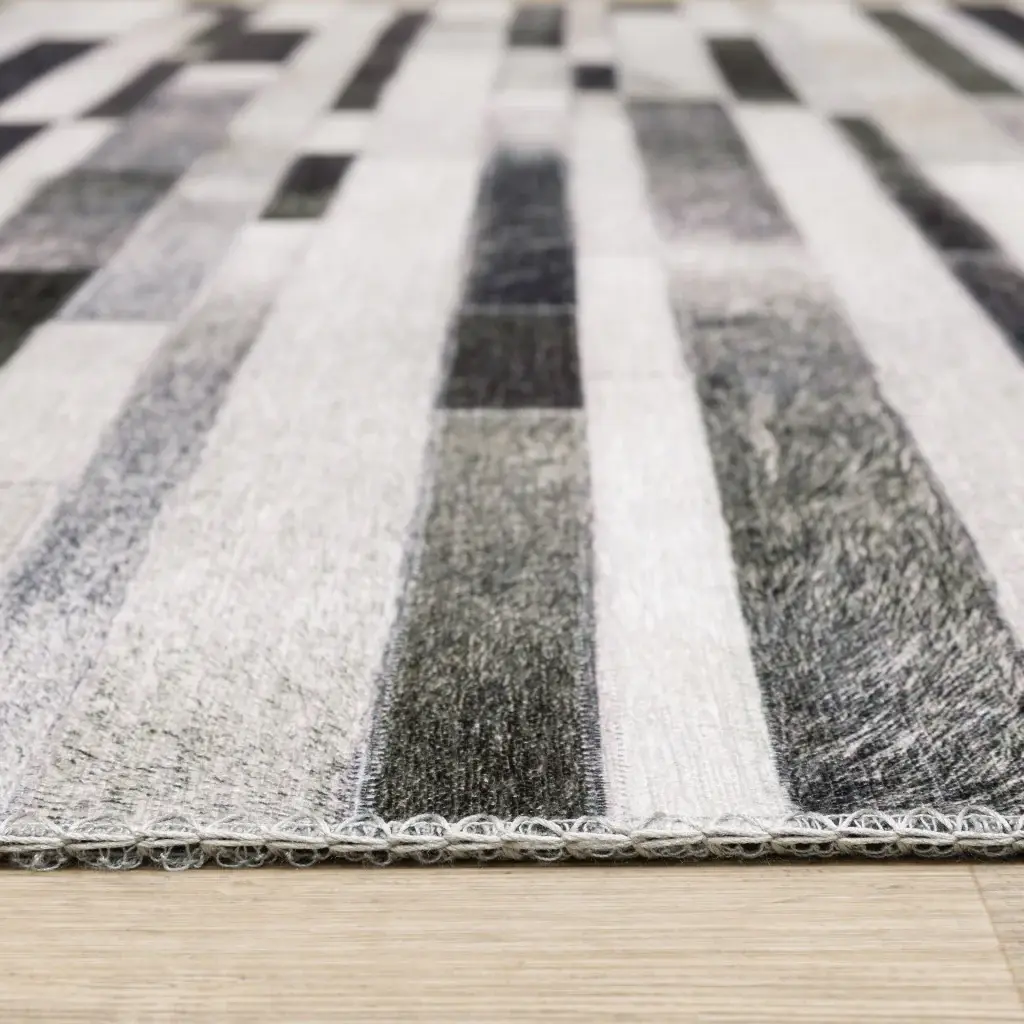 9' X 12' Grey Charcoal And Beige Geometric Power Loom Stain Resistant Area Rug - Image 4