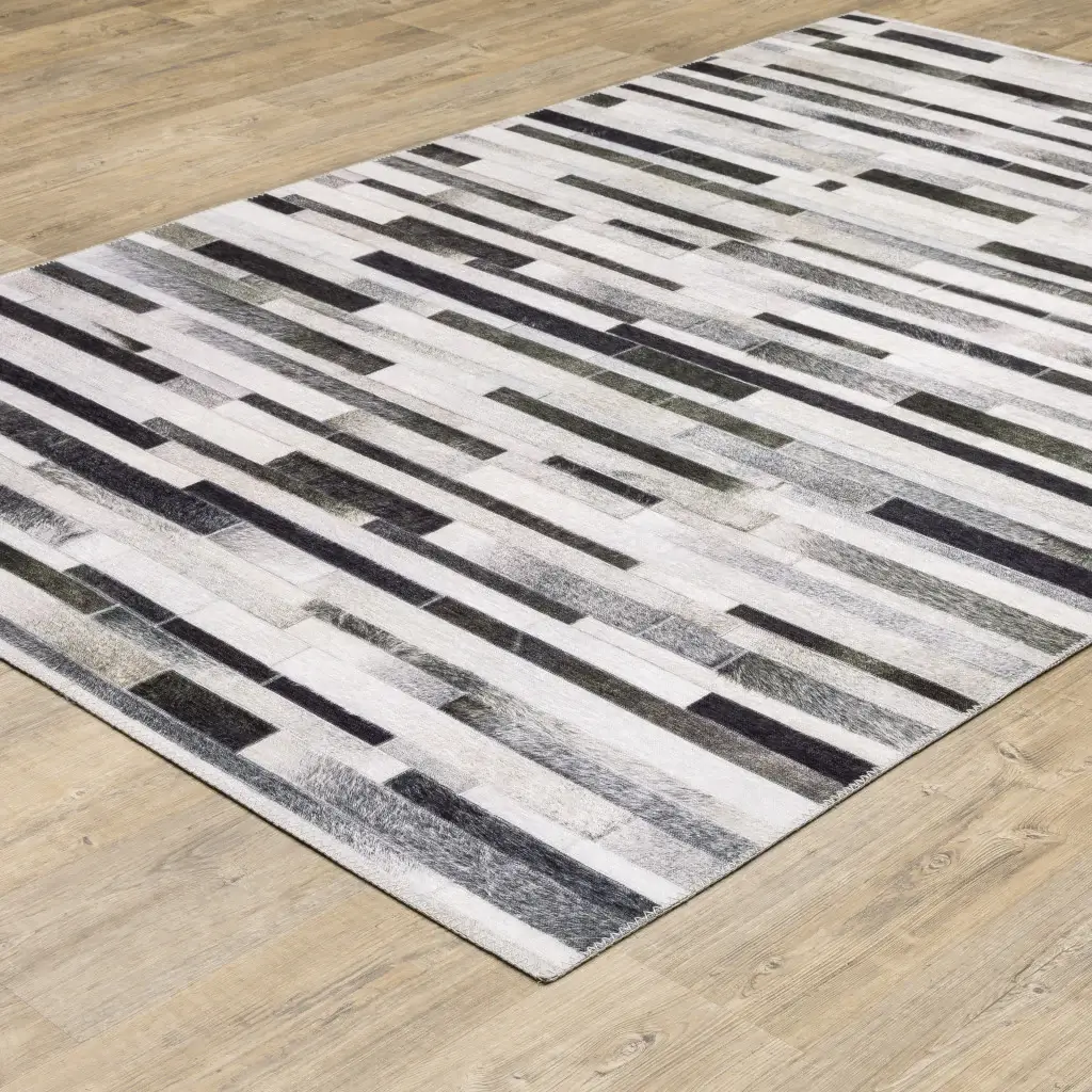 9' X 12' Grey Charcoal And Beige Geometric Power Loom Stain Resistant Area Rug - Image 5