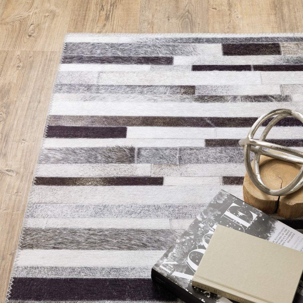 9' X 12' Grey Charcoal And Beige Geometric Power Loom Stain Resistant Area Rug - Image 6
