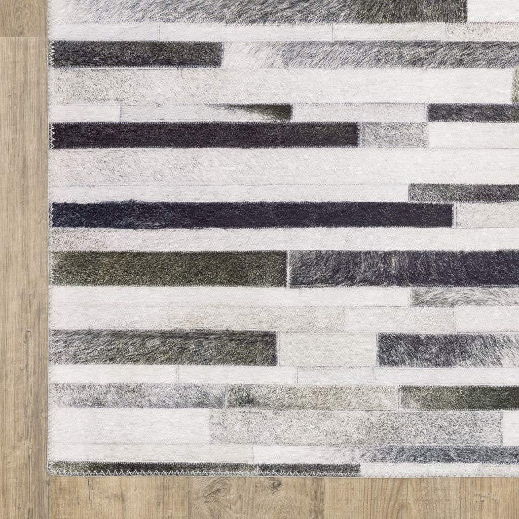 9' X 12' Grey Charcoal And Beige Geometric Power Loom Stain Resistant Area Rug - Image 8