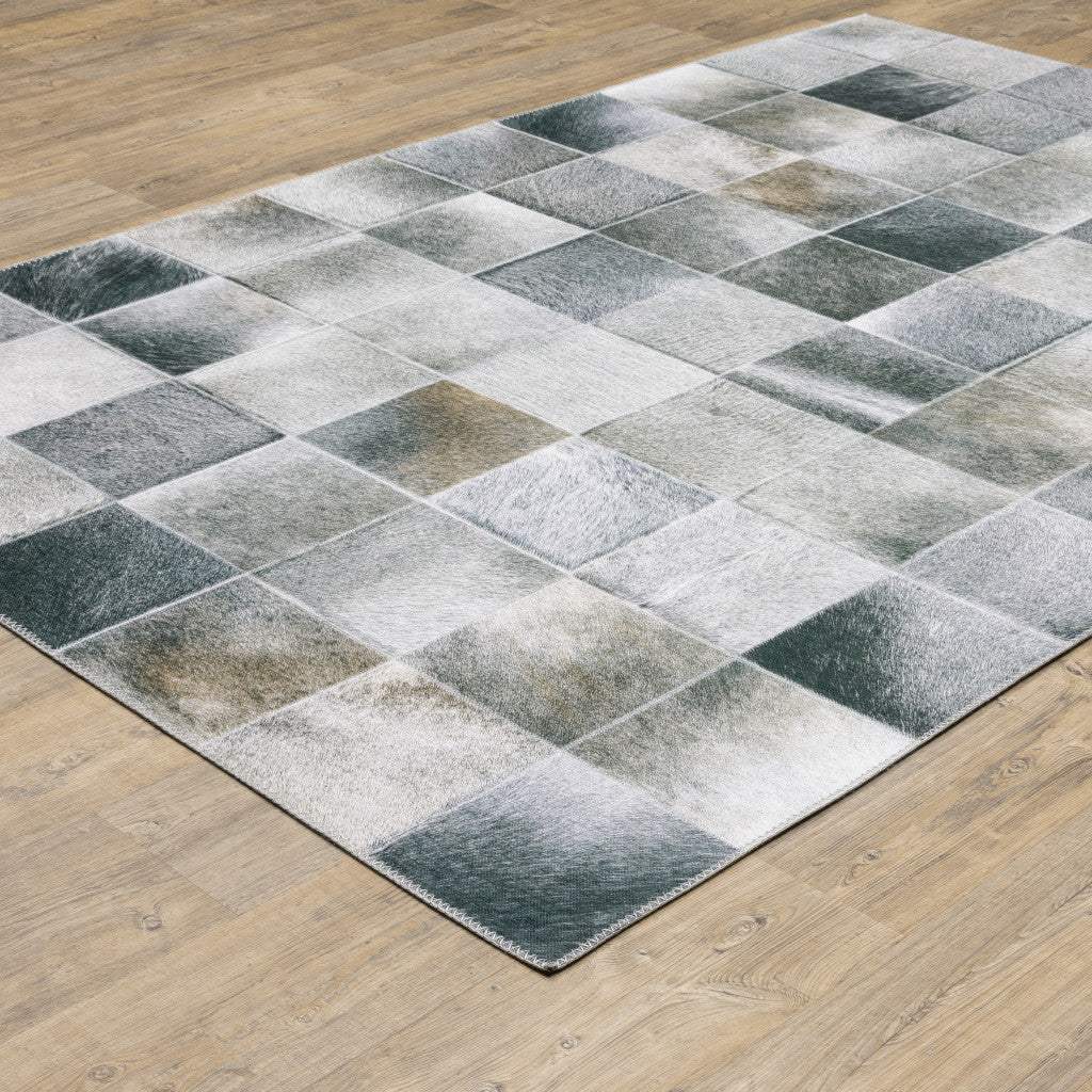 9' X 12' Grey Charcoal Brown And Beige Geometric Power Loom Stain Resistant Area Rug - Image 4